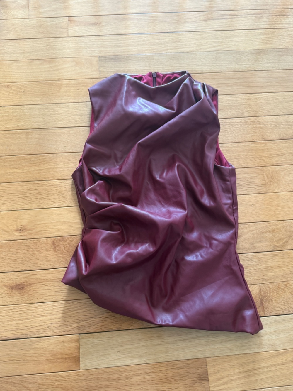 SHEIN Burgundy Faux Leather Tank Top